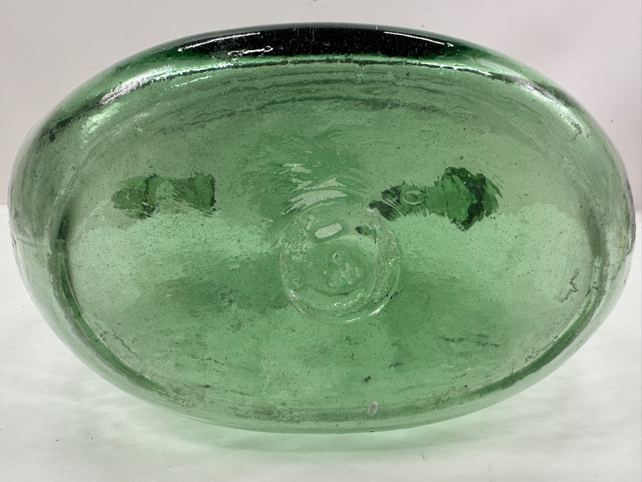 Hand Blown Green Glass Jug with Handles 11.5' x 16' [Photo 4]