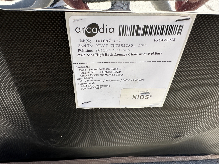 Pair Of Swivel Nios Lounge Armchairs By Arcadia Chair Company Retails $4,600 For Pair [Photo 7]