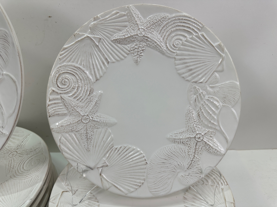 Zodax White Seashell Plates: (6) X 11.5' & (6) X 9.5' [Photo 4]