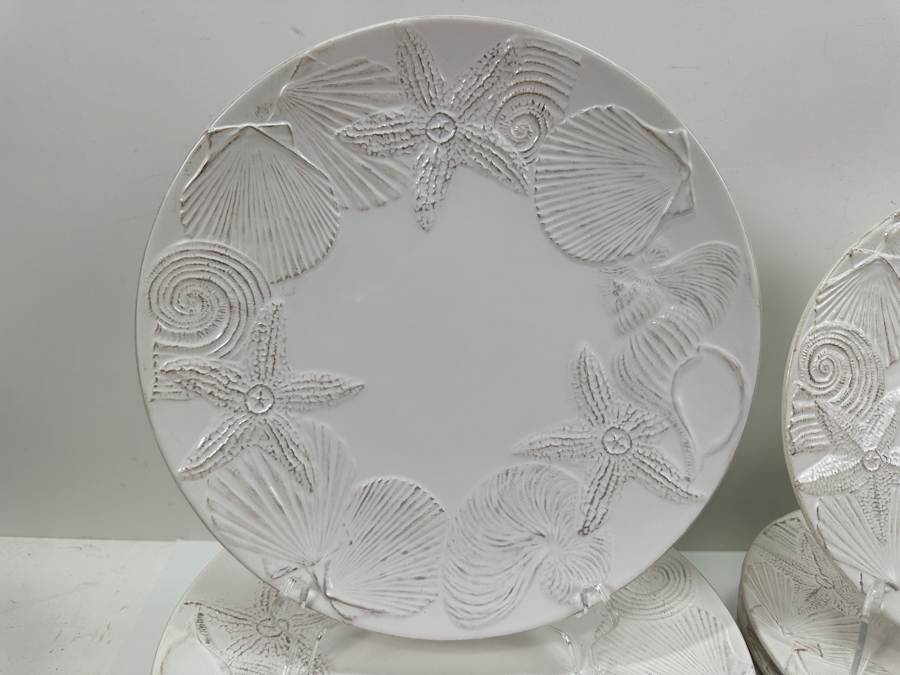Zodax White Seashell Plates: (6) X 11.5' & (6) X 9.5' [Photo 3]