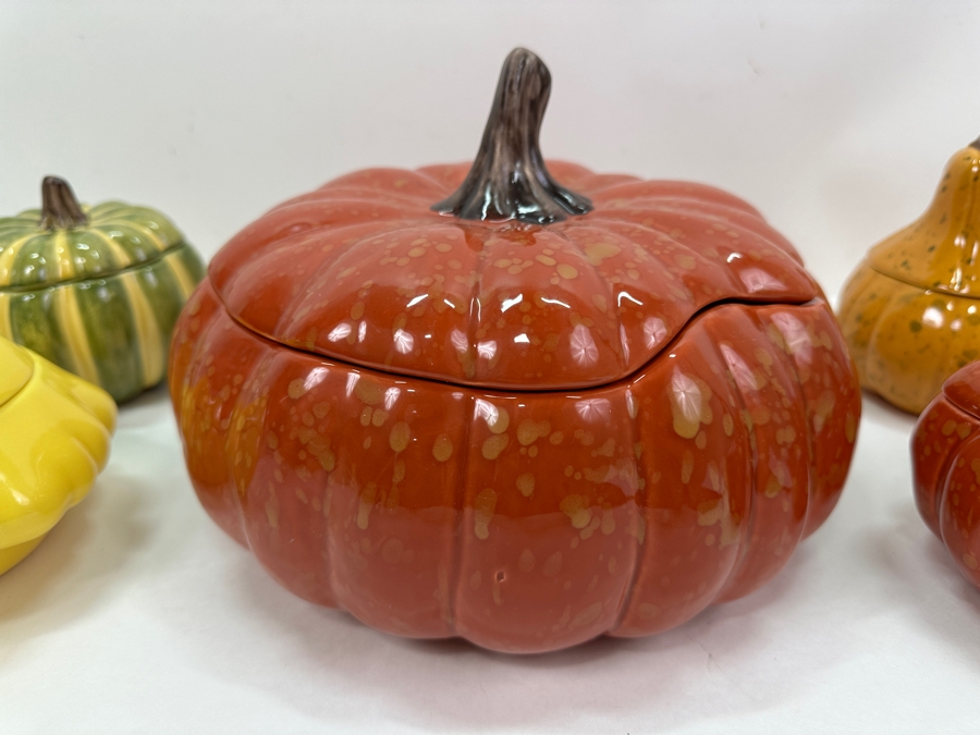 (5) Williams-Sonoma Lidded Bowls Pumpkin, Squash, Gourd [Photo 4]