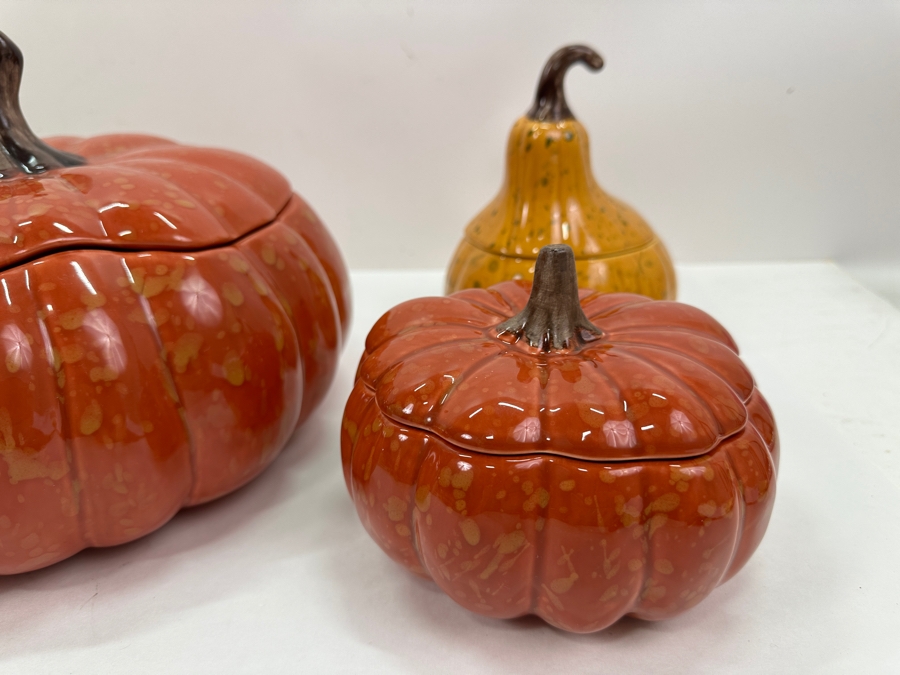 (5) Williams-Sonoma Lidded Bowls Pumpkin, Squash, Gourd [Photo 5]