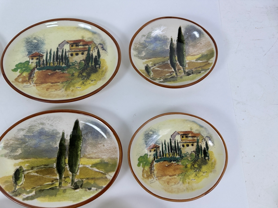 (8) Williams-Sonoma Tuscan Landscape Oval Appetizer Plates Dishes Made In Portugal (4) X 8' & (4) X 5.5' [Photo 5]