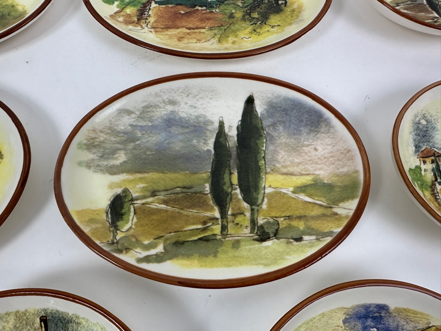 (8) Williams-Sonoma Tuscan Landscape Oval Appetizer Plates Dishes Made In Portugal (4) X 8' & (4) X 5.5' [Photo 3]