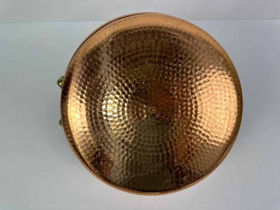 Hammered Copper Pot Jelly Pan With Brass Handles 14W X 4.5H [Photo 6]