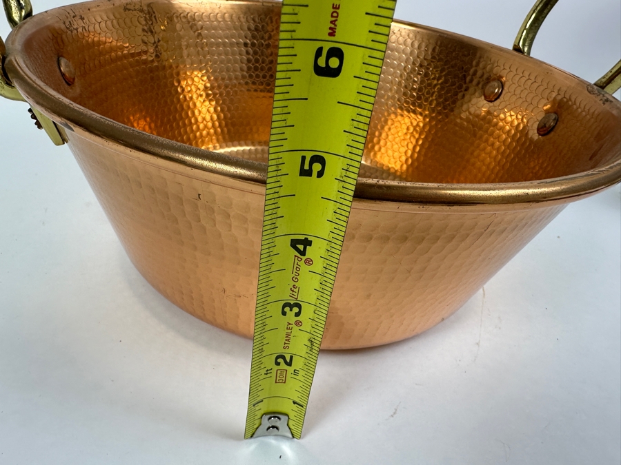 Hammered Copper Pot Jelly Pan With Brass Handles 14W X 4.5H [Photo 9]
