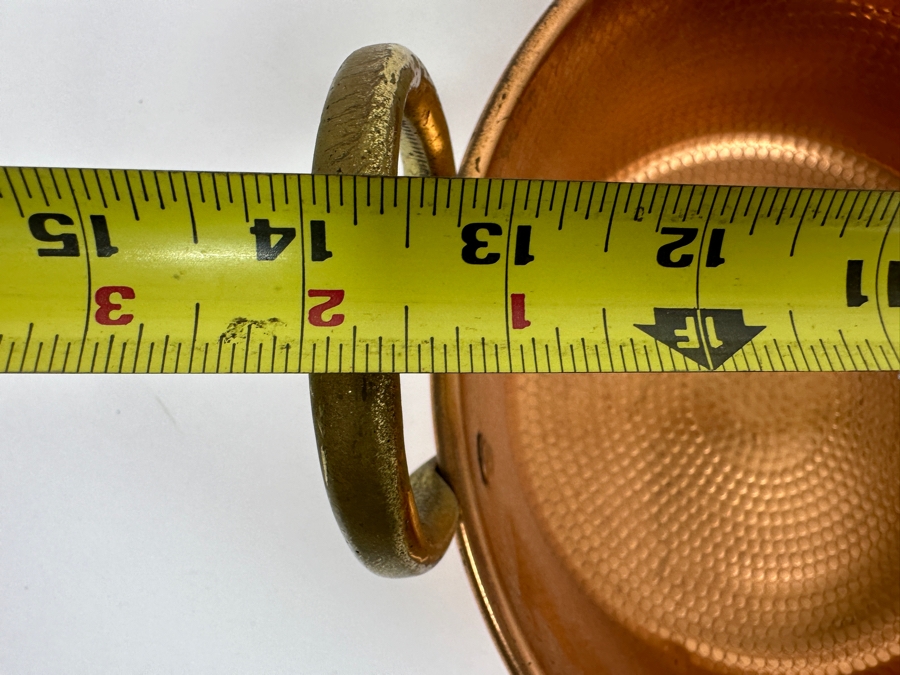 Hammered Copper Pot Jelly Pan With Brass Handles 14W X 4.5H [Photo 8]