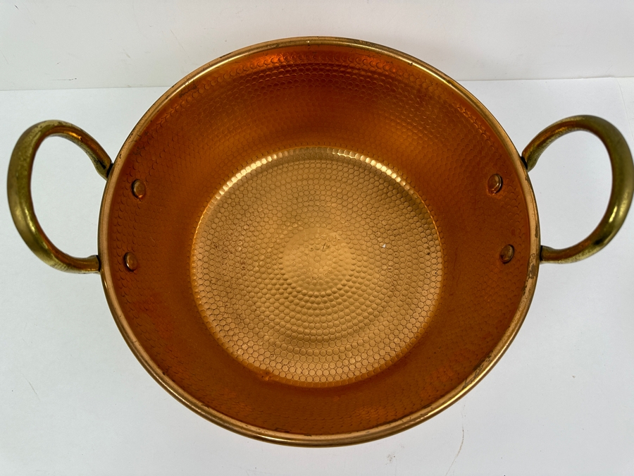 Hammered Copper Pot Jelly Pan With Brass Handles 14W X 4.5H [Photo 4]