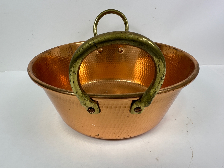 Hammered Copper Pot Jelly Pan With Brass Handles 14W X 4.5H [Photo 5]