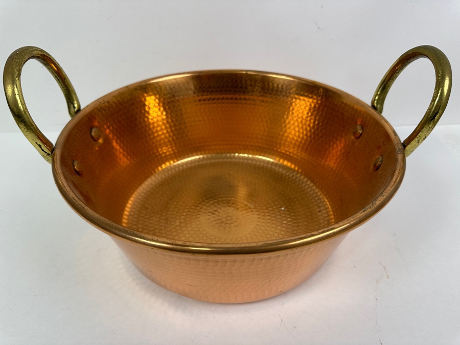 Hammered Copper Pot Jelly Pan With Brass Handles 14W X 4.5H [Photo 2]