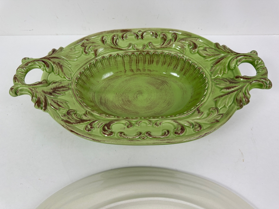Pair Of Italian Ceramic Oval Dishes By 15.5'W Intrada & 13' Ceramica Cuore [Photo 5]