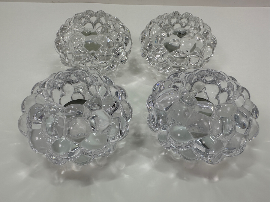 (4) Orrefors Swedish Crystal Raspberry Votive Candle Holders 4W X 3H [Photo 3]