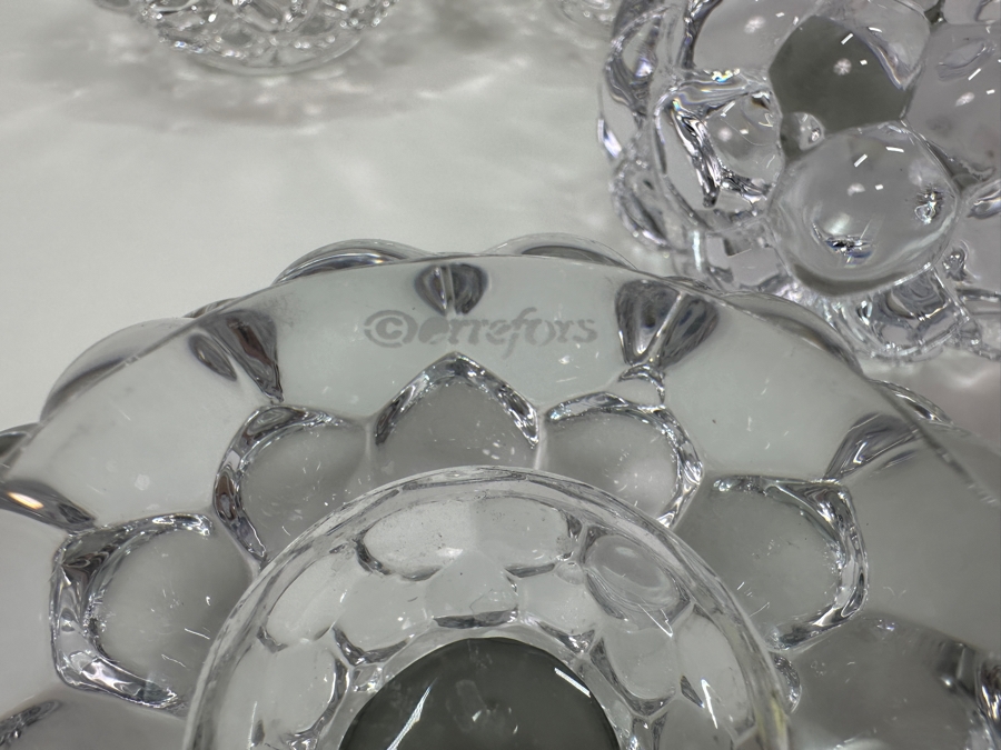 (4) Orrefors Swedish Crystal Raspberry Votive Candle Holders 4W X 3H [Photo 4]