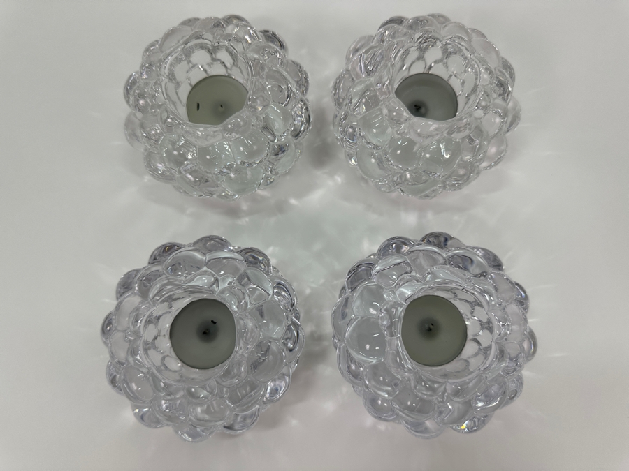 (4) Orrefors Swedish Crystal Raspberry Votive Candle Holders 4W X 3H [Photo 2]