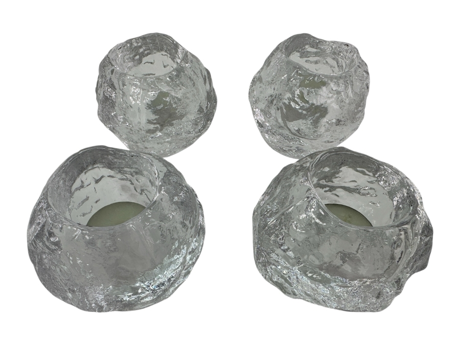 (4) Kosta Boda Snowball Crystal Votive Candle Holders 3.5W X 3H