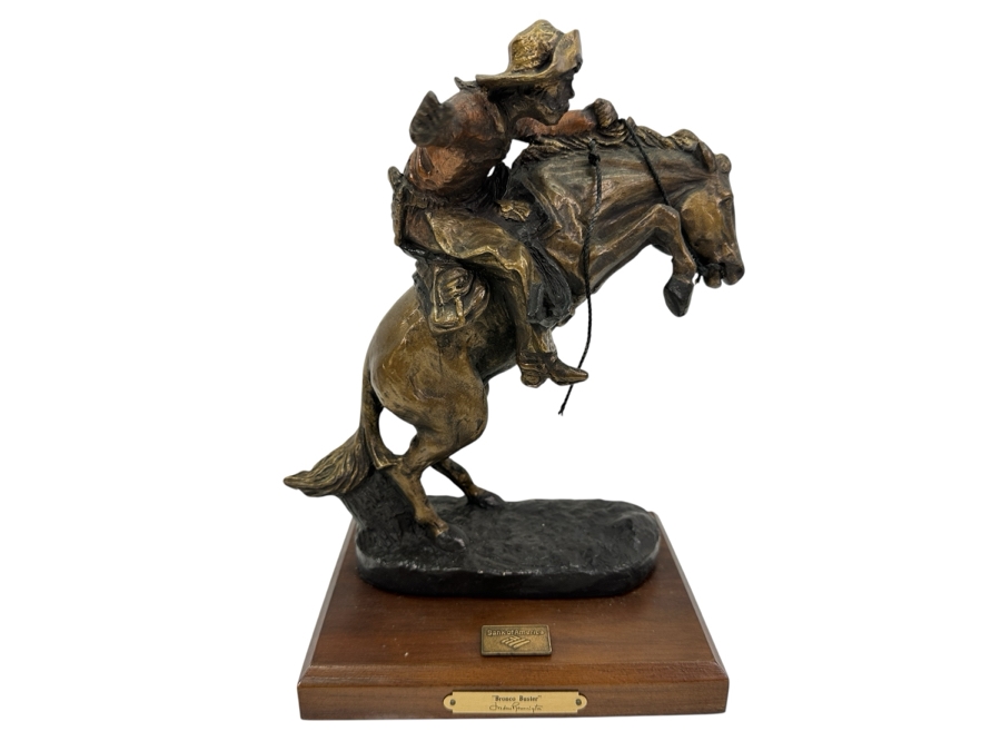 Chesapeake Reproductions After Frederic Remington 'Bronco Buster' Resin Figurine 9'H
