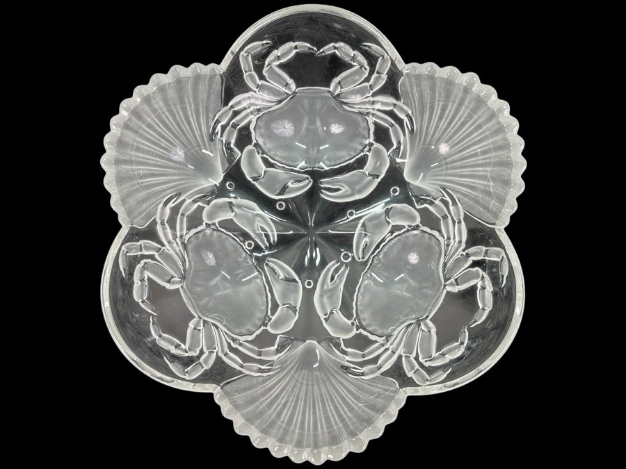 Mikasa Sea Fare Frosted Glass Crab & Shell Bowl 12.5W X 3.5H