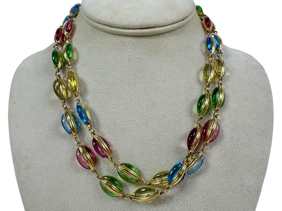Swarovski Crystal 34' Necklace With Matching Bracelet (See Photos)