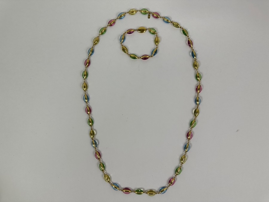 Swarovski Crystal 34' Necklace With Matching Bracelet (See Photos) [Photo 5]