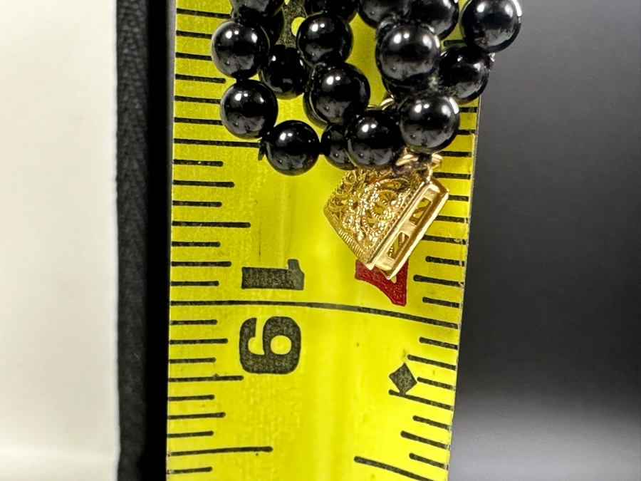 14k Gold Bead & Black Onyx Multi-Strand 19' Necklace With 14k Gold Clasp 61.2g [Photo 7]