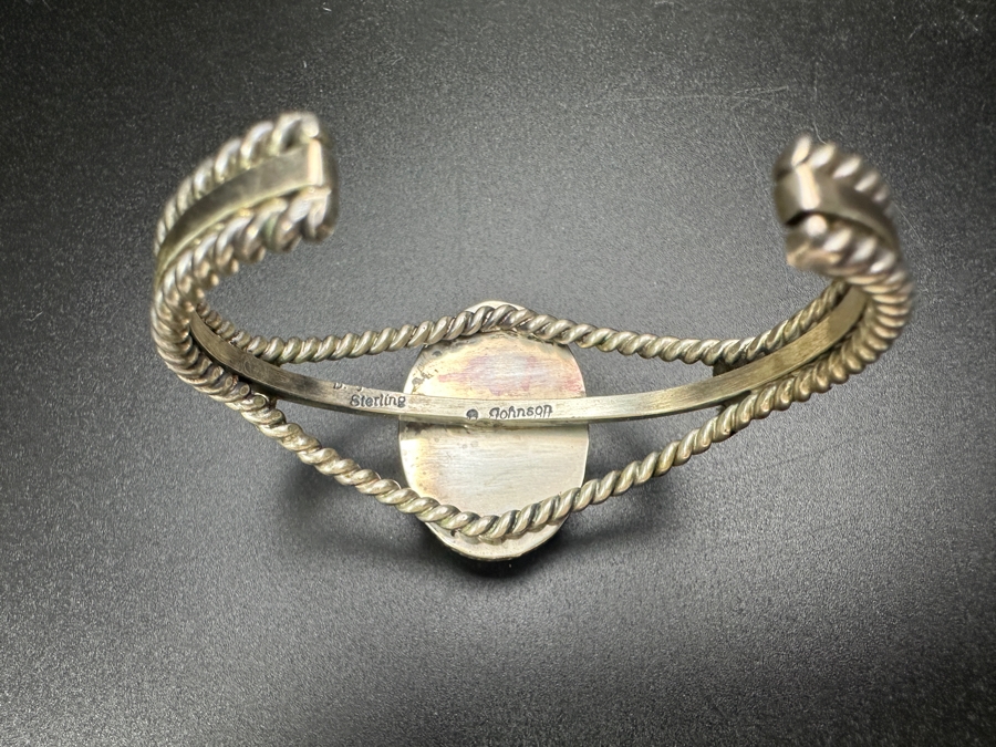 Vintage Sterling Silver Cuff Bracelet Signed Johnson 2.5'W 35.9g [Photo 4]