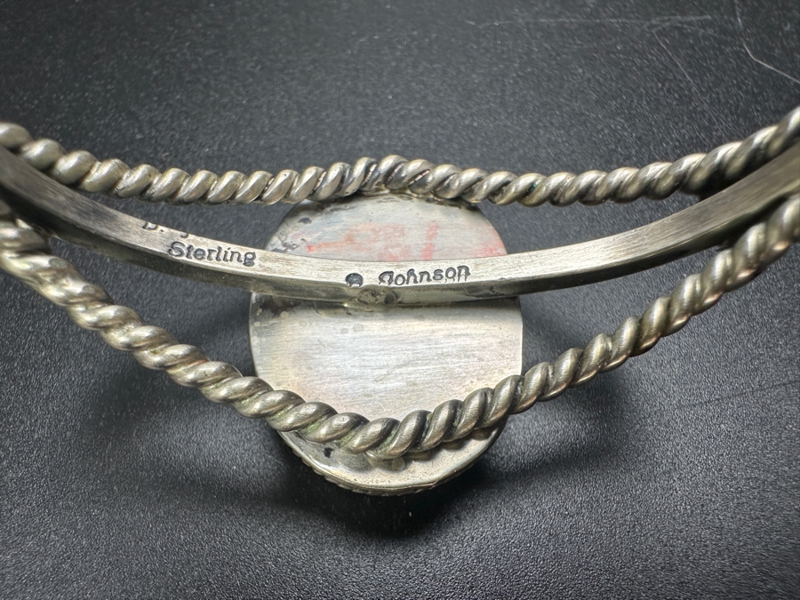 Vintage Sterling Silver Cuff Bracelet Signed Johnson 2.5'W 35.9g [Photo 5]