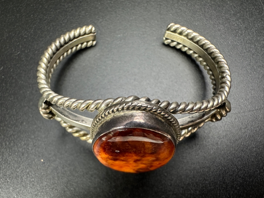 Vintage Sterling Silver Cuff Bracelet Signed Johnson 2.5'W 35.9g [Photo 3]