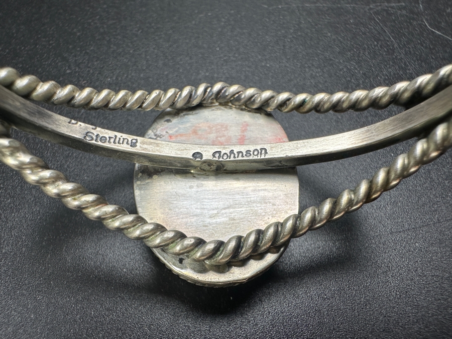 Vintage Sterling Silver Cuff Bracelet Signed Johnson 2.5'W 35.9g [Photo 6]