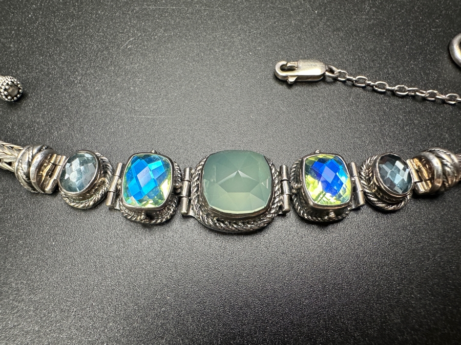 Lori Bonn Signed Sterling Silver 7.5' Multi-Gemstone Bracelet 33.4g [Photo 2]
