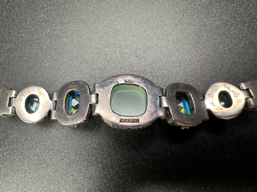 Lori Bonn Signed Sterling Silver 7.5' Multi-Gemstone Bracelet 33.4g [Photo 5]