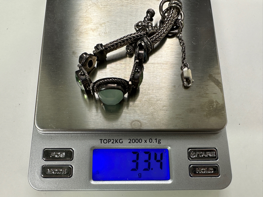 Lori Bonn Signed Sterling Silver 7.5' Multi-Gemstone Bracelet 33.4g [Photo 8]