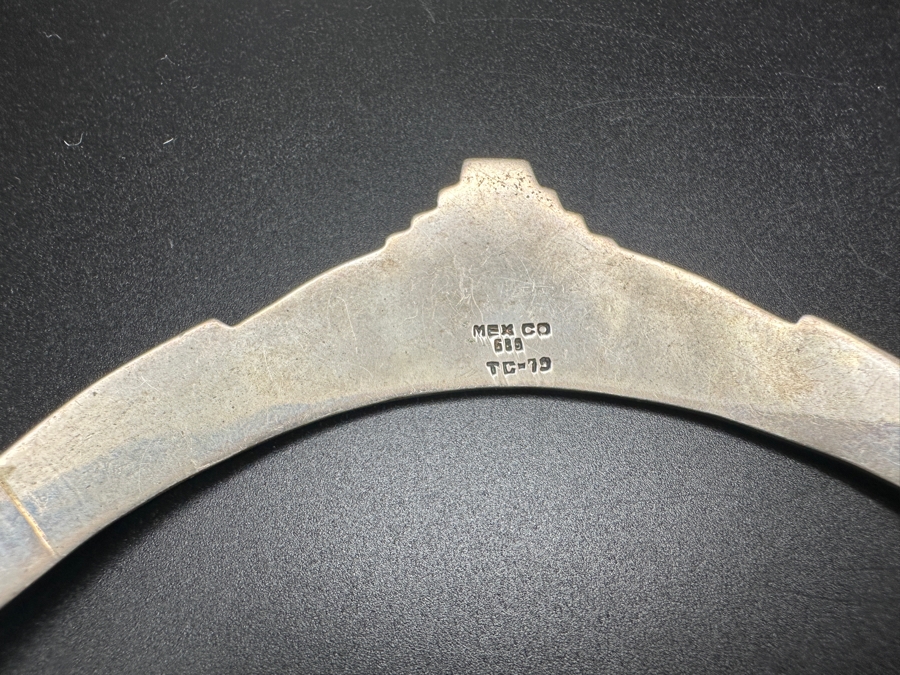 Inlaid Turquoise Sterling Silver Mexican Collar Necklace 55.4g [Photo 4]