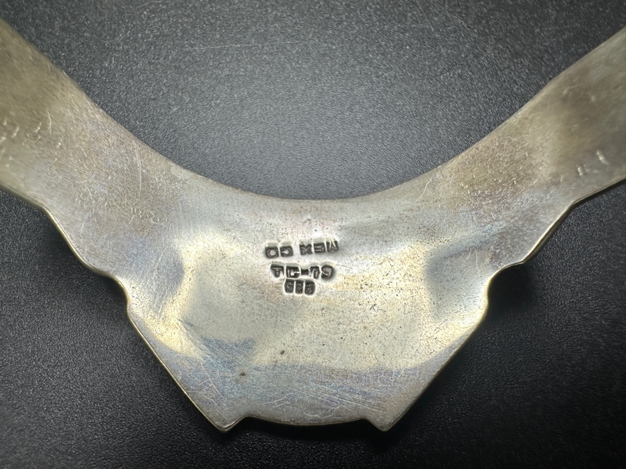 Inlaid Turquoise Sterling Silver Mexican Cuff Bracelet 35.9g [Photo 6]