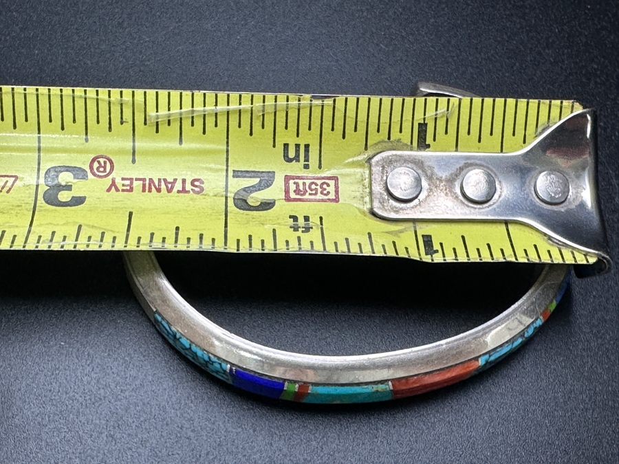 Vintage Wayne Muskett Navajo Sterling Silver Inlaid Mutli-Stone Cuff Bracelet 2.5'W 26.9g [Photo 7]