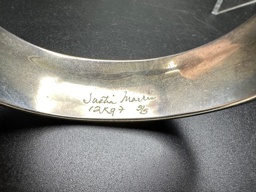 Signed Justin Morris Navajo Sterling Silver & 12k Gold Filled Cuff Bracelet 2 3/8' 33.4g [Photo 7]