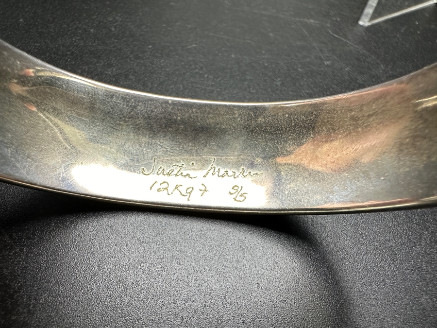Signed Justin Morris Navajo Sterling Silver & 12k Gold Filled Cuff Bracelet 2 3/8' 33.4g [Photo 6]