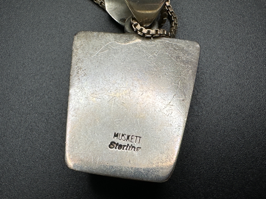 Vintage Wayne Muskett Navajo Sterling Silver Inlaid Mutli-Stone Pendant With 18' Sterling Silver Chain Necklace 25.2g [Photo 6]