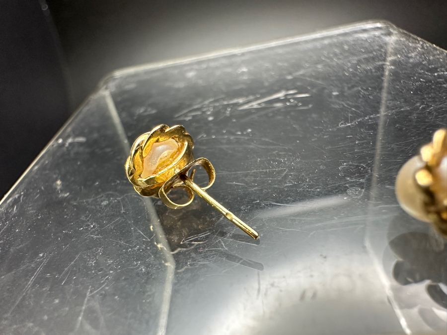 14k Gold Pearl Stud Earrings 1.4g [Photo 4]