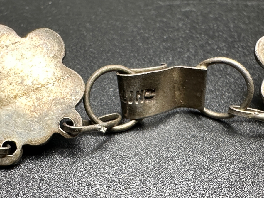 Vintage Sterling Silver Green Turquoise 14' Necklace With Matching Screw-back Earrings 36.5g [Photo 5]