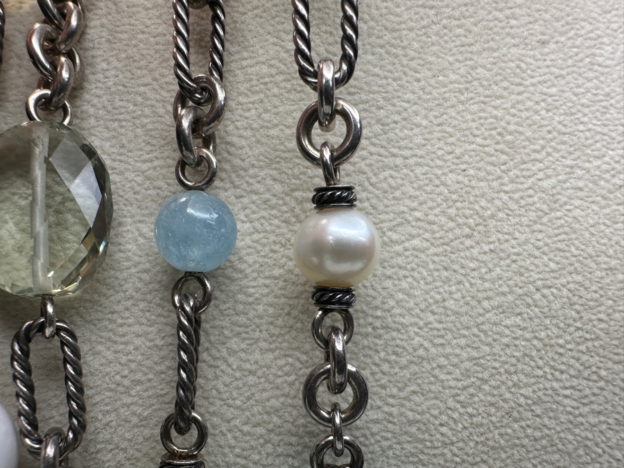 David Yurman Sterling Silver 38' Multi-Stone Necklace 118.9g [Photo 5]