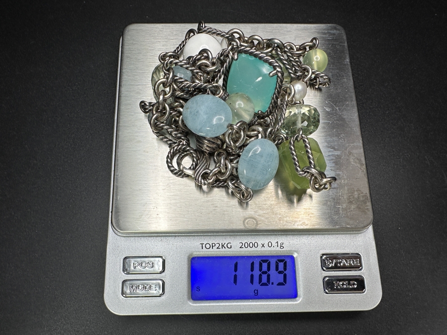 David Yurman Sterling Silver 38' Multi-Stone Necklace 118.9g [Photo 10]