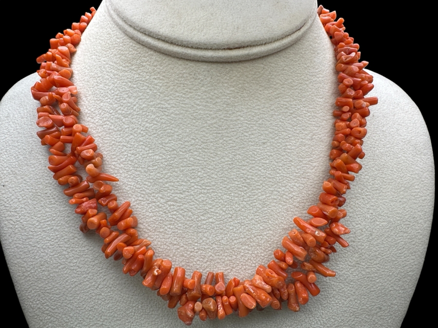 Vintage Coral Branch Multi-Strand 18' Necklace