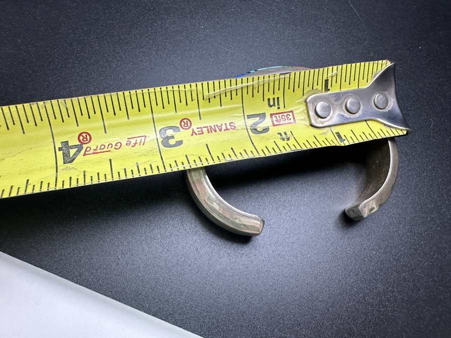 Vintage Wayne Muskett Navajo Sterling Silver Inlaid Mutli-Stone Cuff Bracelet 2.75'W 55.5g [Photo 6]