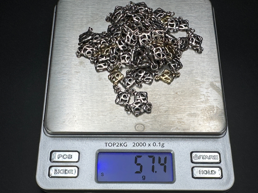 David Yurman Logo 44' Necklace With 18k Gold & Sterling Silver DY Tag Links 57.4g Estimate $2,000 [Photo 10]