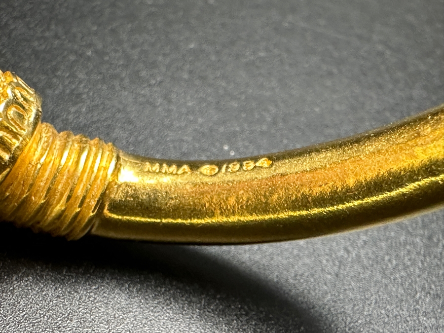 Vintage 1994 Metropolitan Museum Of Art MMA Greek Lion Head Bracelet 24k Gold Plated [Photo 5]
