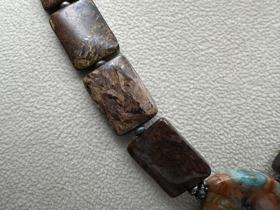 16' Polished Stone Bead Statement Necklace [Photo 3]