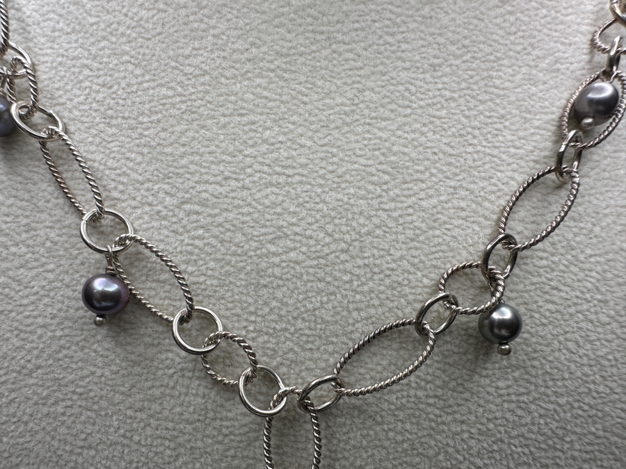 16' Sterling Silver / Pearl Necklace 15.3g [Photo 3]