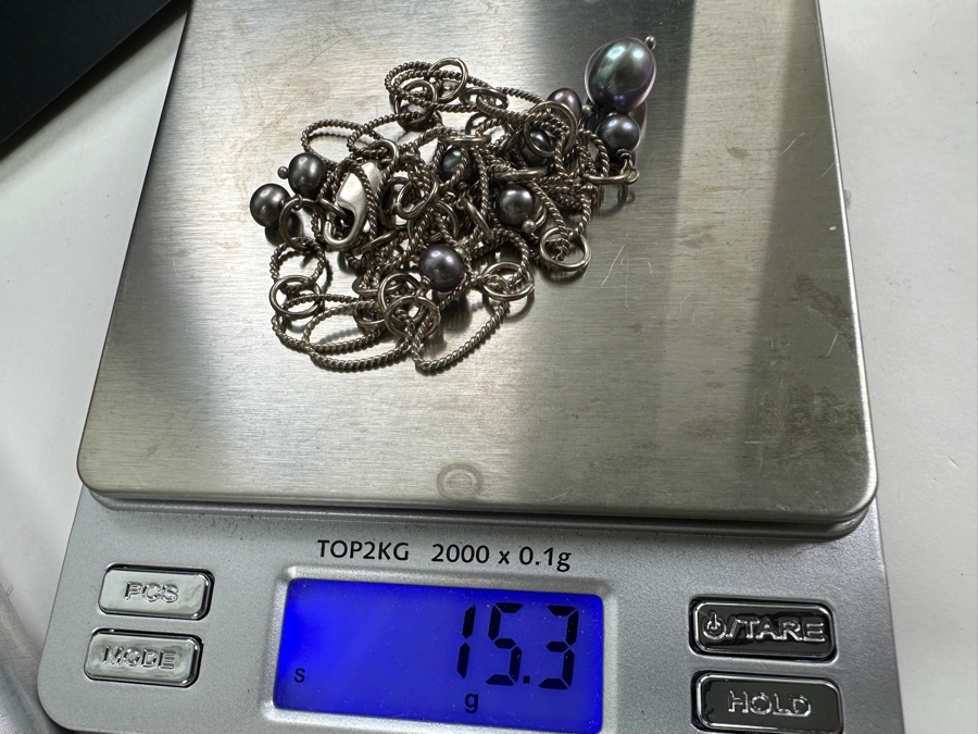16' Sterling Silver / Pearl Necklace 15.3g [Photo 5]