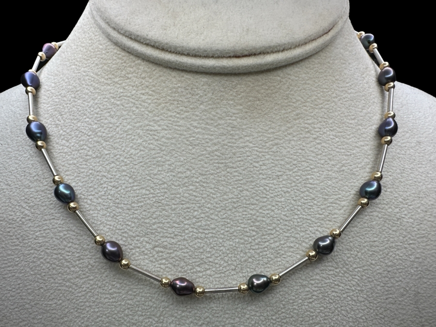 15' Sterling Silver / Pearl Necklace 8.9g