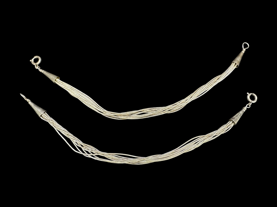 Pair Of 7' Sterling Silver Bracelets 8.4g